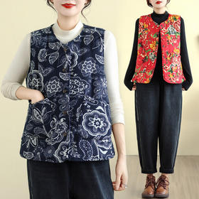 GYH C063-6207复古印花休闲花棉袄马甲
