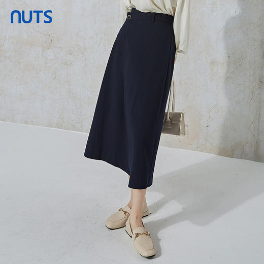 NUTS春秋季高腰A字显瘦纯色简约百搭通勤半身长裙女231063003B 商品图4