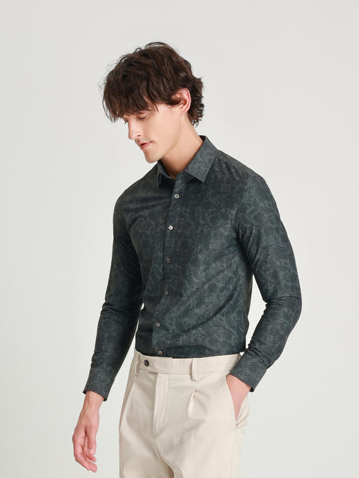 callisto橄榄绿佩斯利印花休闲衬衫 商品图3