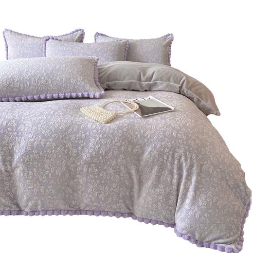 A类烂花加厚牛奶绒 床上四件套冬季雕花双面珊瑚法兰绒被套三件套4 商品图5