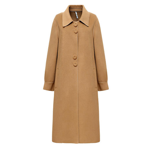 QYM YM2382-Y垂感毛呢外套翻领单排扣休闲厚款呢子大衣 商品图4