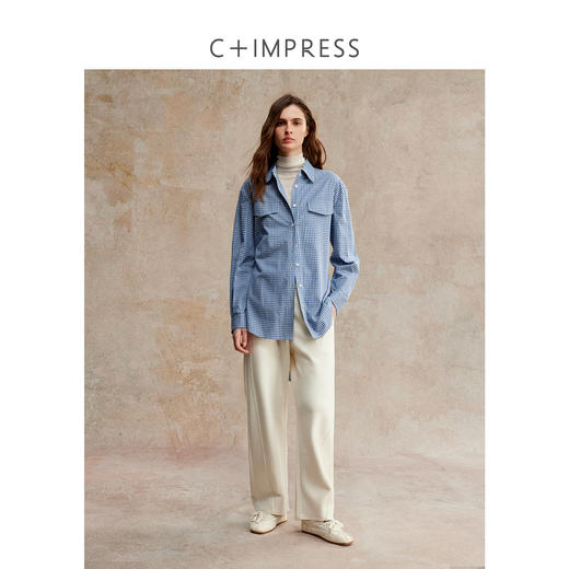 MIU风摩登复古松弛感格纹衬衫 商品图3