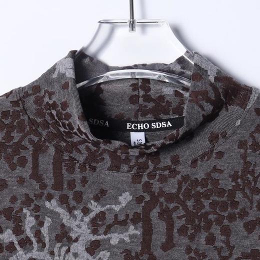 SDSA秋冬新款痞帅男装休闲时尚撞色暗纹提花半高领长袖T恤百搭 商品图1