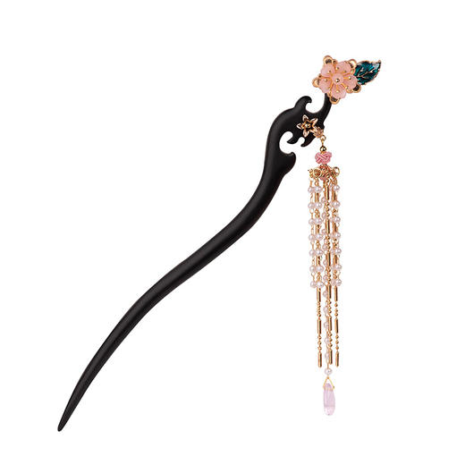 JGL流苏发簪古风新中式木质黑檀木簪高级感汉服头饰手工日常盘发簪子 商品图4