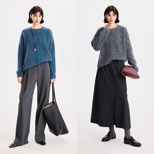 初棉圆领羊毛花纱套头毛衣RJ058 |宽松版型、松弛舒适、日常通勤、休闲百搭【HZ】 商品图4