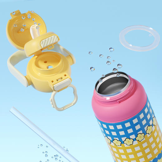 杯趣莫奈花园316L内胆不锈钢保温杯大容量双饮盖B-2064 商品图6