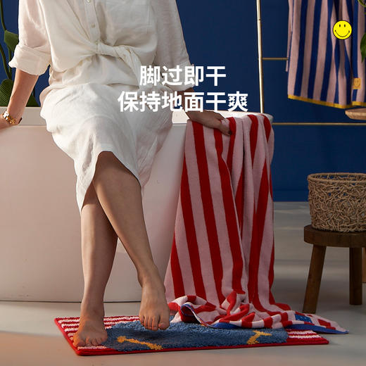 SMILEY 复古条纹浴室植绒地垫【该商品不支持用券】 商品图3