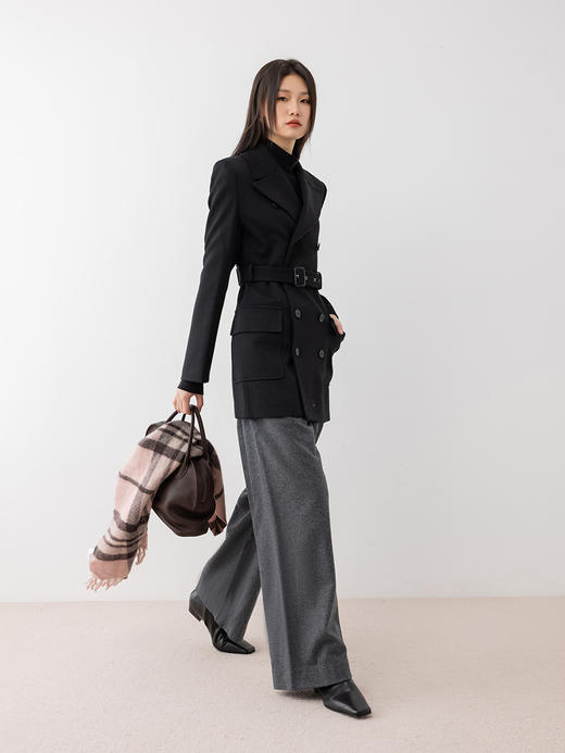 COCO ZONE 复古双排扣收腰外套纯色显瘦长袖上衣CC1C1750 商品图1