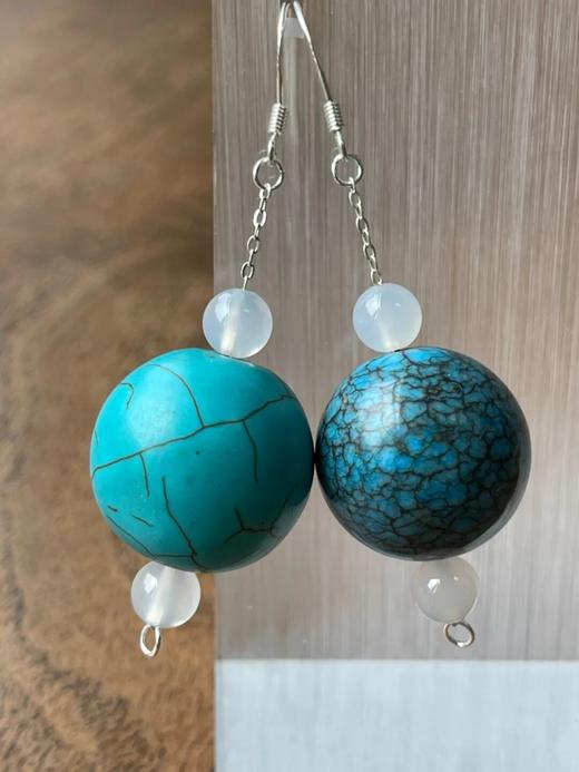 绿松石大圆珠耳坠一对，顺丰包邮 商品图5