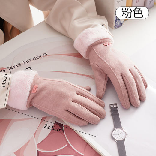 【指尖触屏！灵敏便捷】防风御寒，保暖舒适，冬天手套女加绒加厚可爱德绒女士骑行防寒骑车防风可触屏冬季手套。rc 商品图1