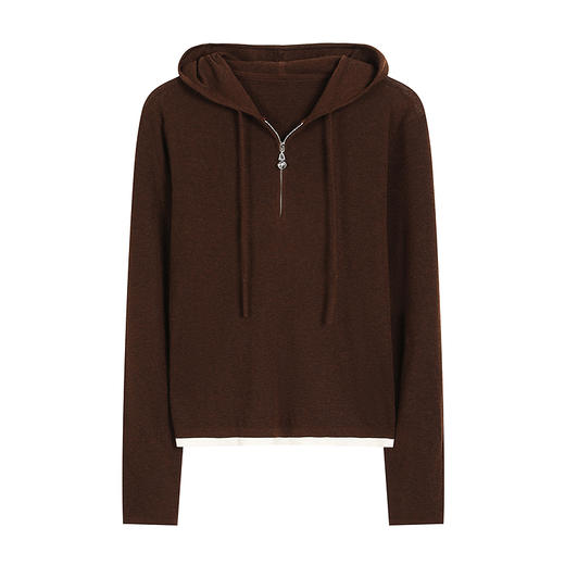 NEELLY纳俪商场同款冬季新款时尚简约针织衫女亲肤休闲连帽上衣N25101A01008 商品图3