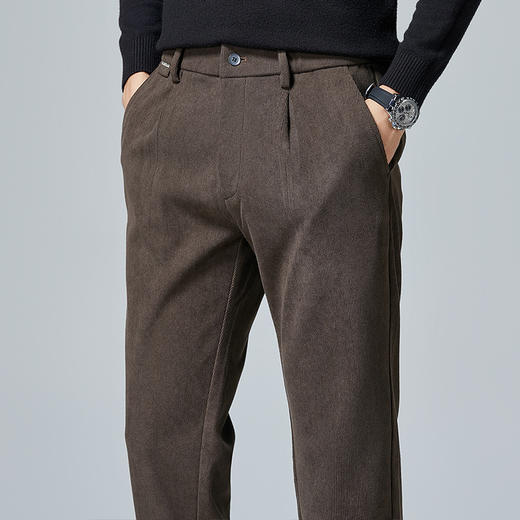 啄木鸟春秋灯芯绒裤子男款直筒宽松轻奢商务条绒加绒百搭休闲长裤 商品图8