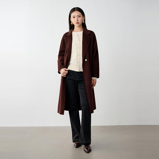 NEELLY纳俪商场同款冬季新款山羊绒高级气质双面呢大衣女羊毛外套N25104N04590 商品图3