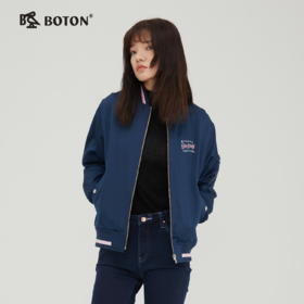 波顿春秋季女士棒球棉服潮流时尚休闲印花短外套棉袄LJ598321