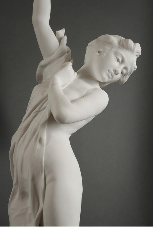 独角鹿西洋古董 19世纪瑞士雕塑家签名出品卡拉拉大理石人物雕塑作品《爱之星》 商品图3