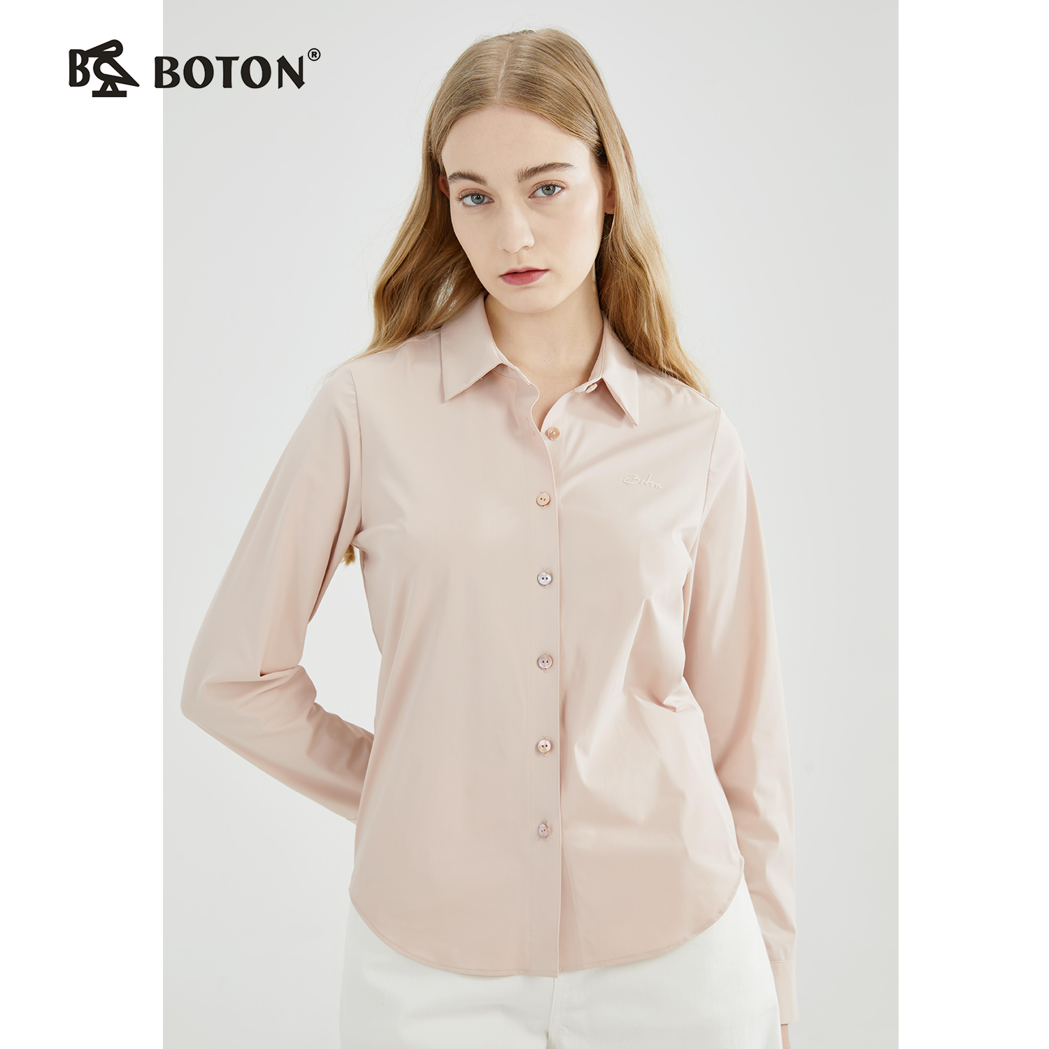 【速干防晒】波顿三季女装户外运动休闲长袖净色长袖衬衫LS833123