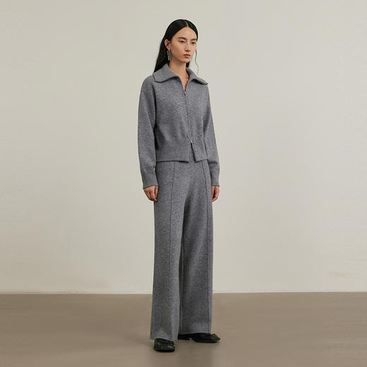 NEELLY纳俪商场同款冬新款宽松直筒休闲裤女小个子通勤针织长裤N25104H04555 商品图2