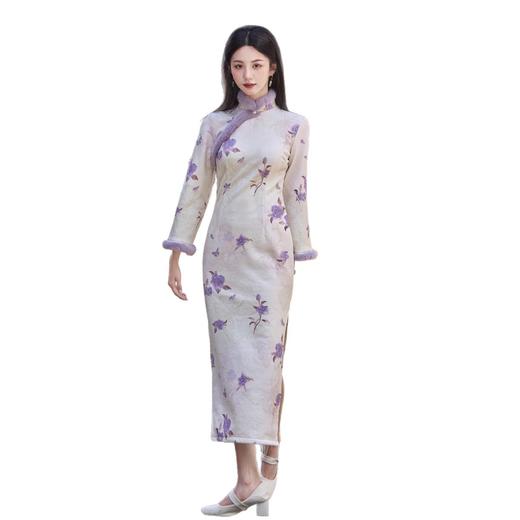 SKY 35829针织加绒长款倒大袖旗袍时尚改良新中式旗袍 商品图3