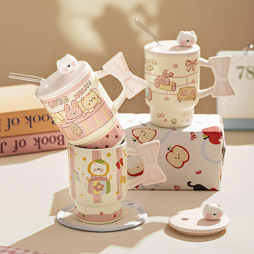 摩登主妇梦游兔子复古马克杯家用喝水杯早餐杯咖啡杯女生办公室杯子陶瓷杯 商品图4