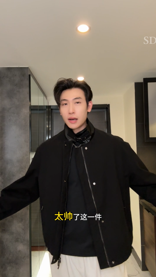 J53112SDSA男士秋冬新款痞帅男装复古拼皮立领夹克外套宽松百搭简约上衣