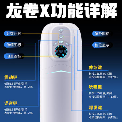 【男用器具】谜姬 龙卷-X飞机杯伸缩吮吸震动发音【控价产品，先联系负责人沟通，再申请白名单】 商品图4