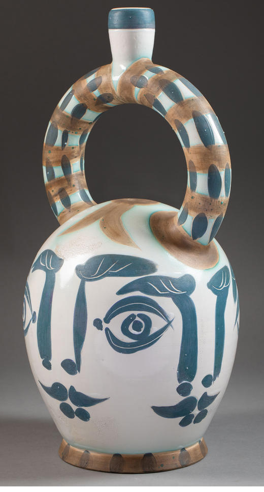 独角鹿西洋古董 1957年代西班牙艺术家与法国工坊合作出品限量装饰阿兹特克四面花瓶 商品图3