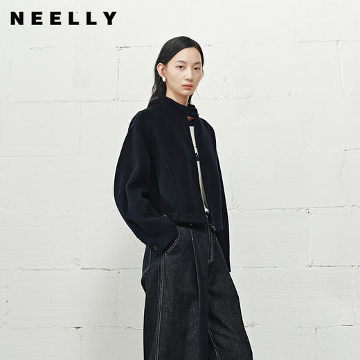 NEELLY纳俪商场同款冬季新款时尚通勤短外套女休闲廓形双面呢大衣N25101N01012 商品图0
