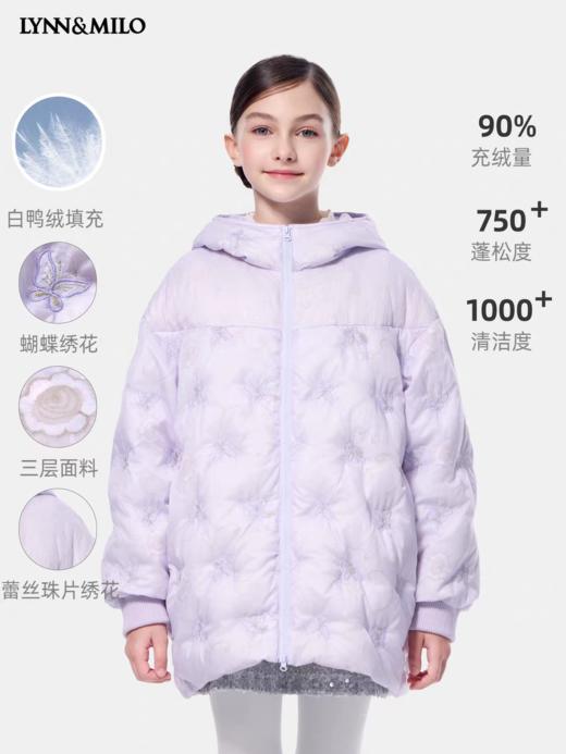 【春上新】8楼LYNN&MILO琳麦罗亲子女童2025秋冬新款绣花连帽羽绒服 商品图0