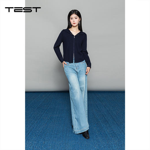 冬上新连帽双拉链修身显瘦毛衣外套1254002 商品图5