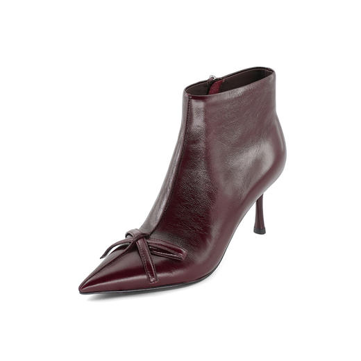 Westort2025年冬季尖头高跟油蜡胎牛皮名媛风气质短靴W25DS85441 商品图10