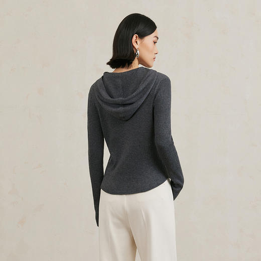 NEELLY纳俪商场同款冬季新款通勤风羊毛衫女连帽针织衫肌理感毛衣N25104A04427 商品图1