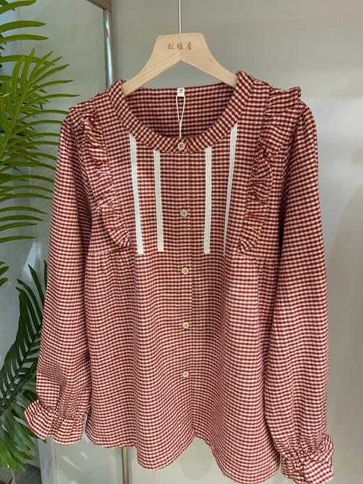 松植屋秋冬女款《映晓》磨毛圆领长袖睡衣套装 商品图1