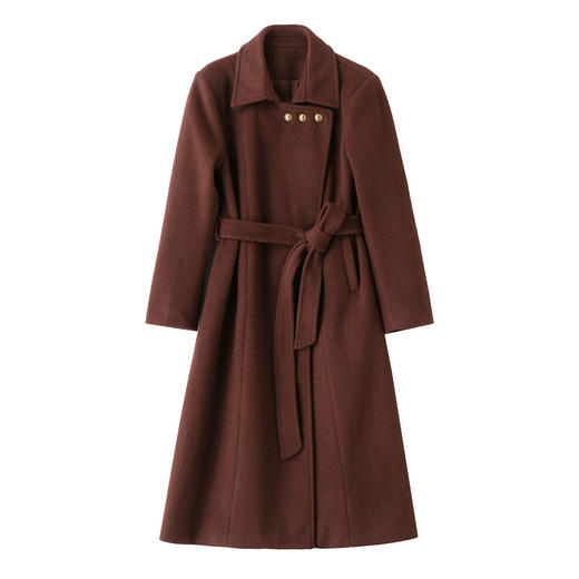 HR HBLJRA1216优雅风呢子外套西装领气质通勤系带收腰显瘦毛呢大衣 商品图4