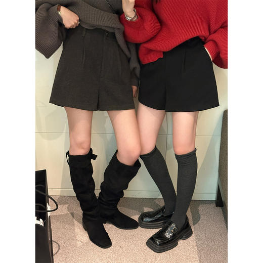 【GZ】无忧购 气质毛呢休闲短裤女秋冬新款高级显瘦打底靴裤5608？（截单后3-5天发货） 商品图0