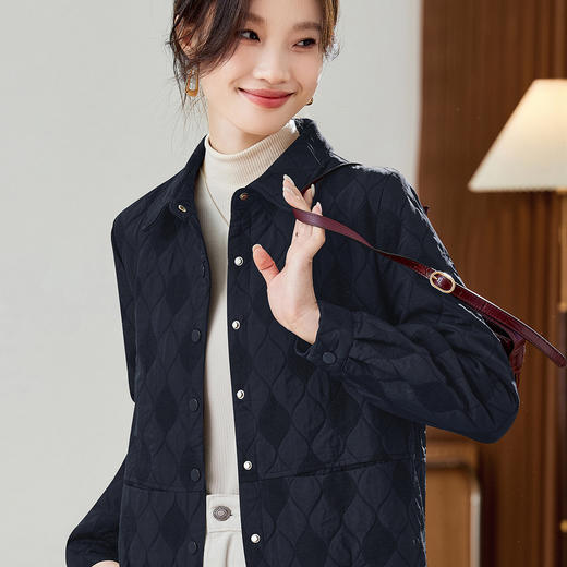 夹棉菱格外套，短款小香风洋气减龄轻薄小棉袄HR-JYJ25103 商品图3