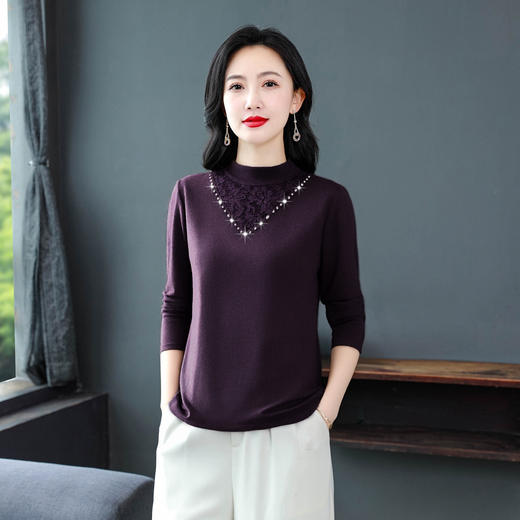 KQL E333N3311半高领长袖t恤大码打底衫洋气时尚 商品图2