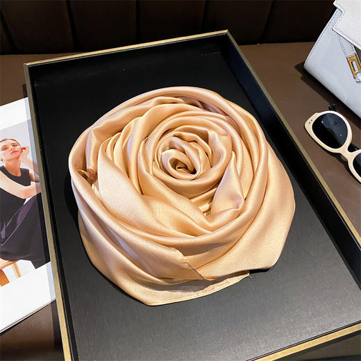 春秋新款丝巾春夏纯色仿真丝丝巾女小系脖装饰百搭女长款丝巾新款新品 商品图10