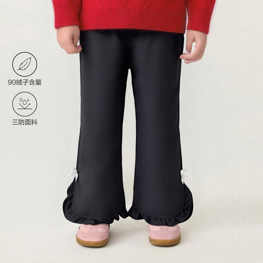 笛莎Deesha 童装女童裤子2025冬新款甜美木耳边微喇羽绒裤 商品图0