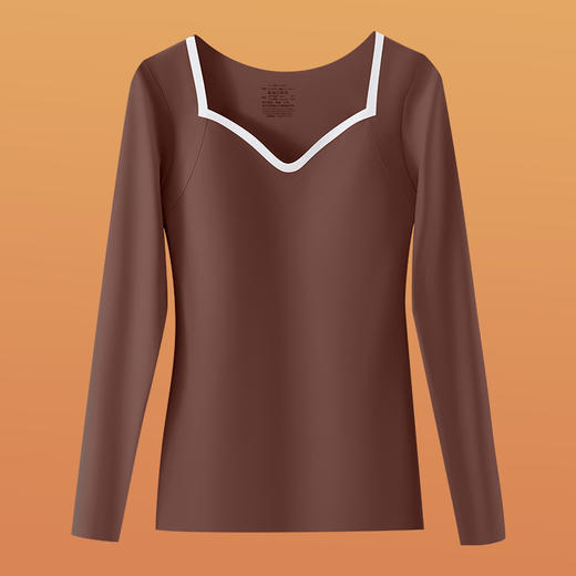 【速拍！到手2件美体衣！】秋冬打底保暖内衣 女高品质撞色女无痕带胸垫可外穿保暖长袖 美肤衣 商品图7