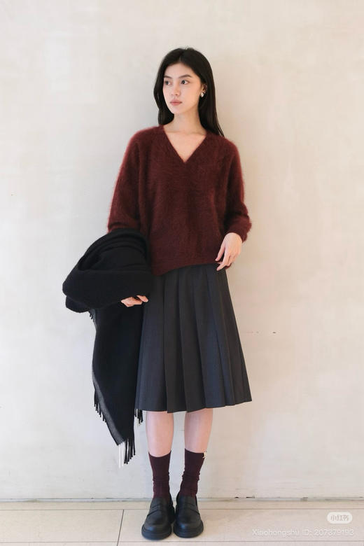 1011-8 圆正渠道货 小禾 精纺羊毛百褶长半裙 看腰围135斤时我穿38/140斤我要穿40 商品图8