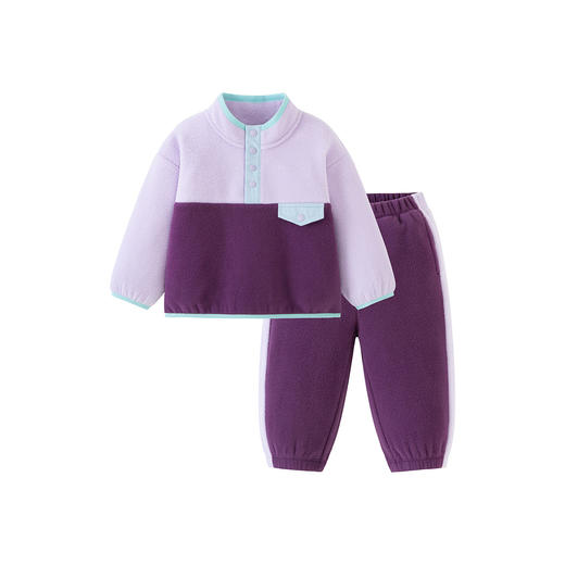 [净电绒]迷你巴拉男女童宝宝套装抗静电毛绒上衣长裤两件套冬 商品图4