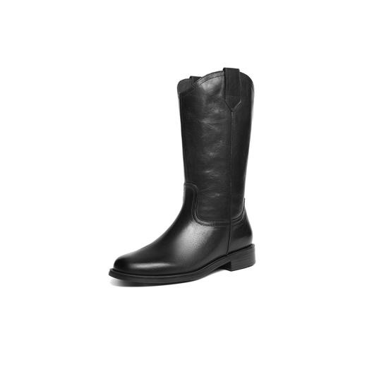 BF楼百丽真皮时装西部靴女鞋新款牛皮中筒瘦瘦靴子3QFD1DDS5 商品图1