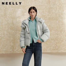 NEELLY纳俪商场同款冬季新款宽松显瘦短款羽绒服女白鸭绒休闲外套N25102L01044