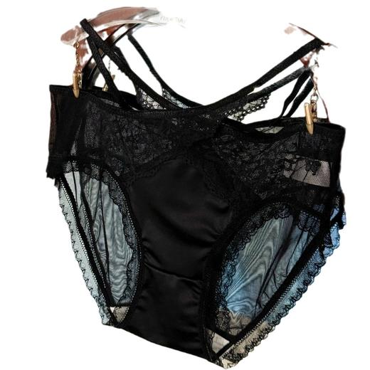 【到手3件！心动小妖精！】新款小妖精轻透蕾丝珠光性感内裤 空交叉丝带柔软触感可盐可甜展现腰线内裤 商品图4