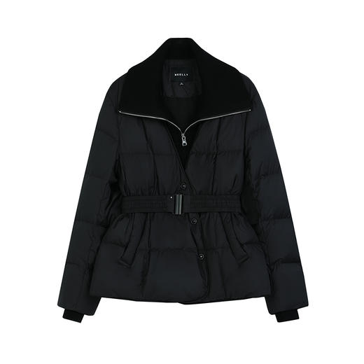 NEELLY纳俪商场同款冬季新款设计感翻领收腰羽绒服女90%白鸭绒N25104L04410 商品图3