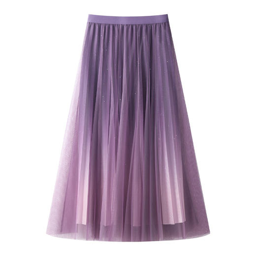 丁摩 亮丝纱裙气质百褶半身裙女新款春秋季高腰显瘦A字仙女裙长裙5ZF-9310 商品图1