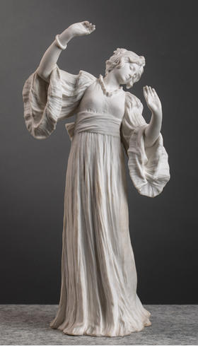 独角鹿西洋古董 1921年代法国皇家御窑出品「Jeu de l'écharpe飘带舞者」系列素胎瓷雕塑