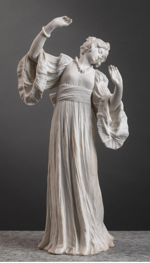 独角鹿西洋古董 1921年代法国皇家御窑出品「Jeu de l'écharpe飘带舞者」系列素胎瓷雕塑 商品图0