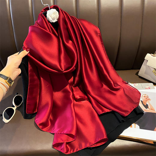 春秋新款丝巾春夏纯色仿真丝丝巾女小系脖装饰百搭女长款丝巾新款新品 商品图2