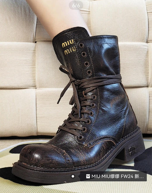 高端原版Miu秋冬秀款复古机车靴马丁靴中筒靴101102 商品图8